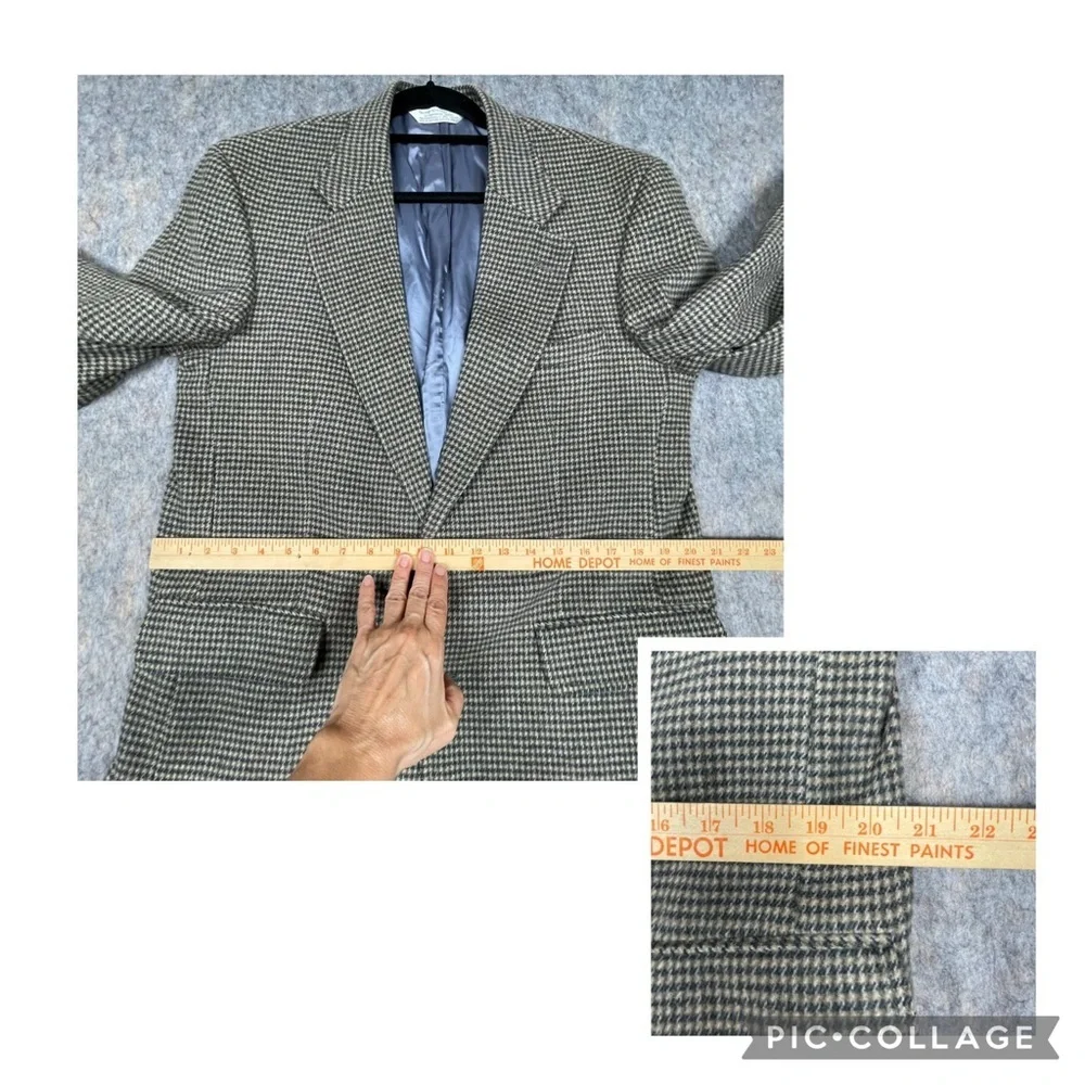 Land's End Classic Houndstooth Wool Camel Hair Preppy Sport Coat Blazer 40R